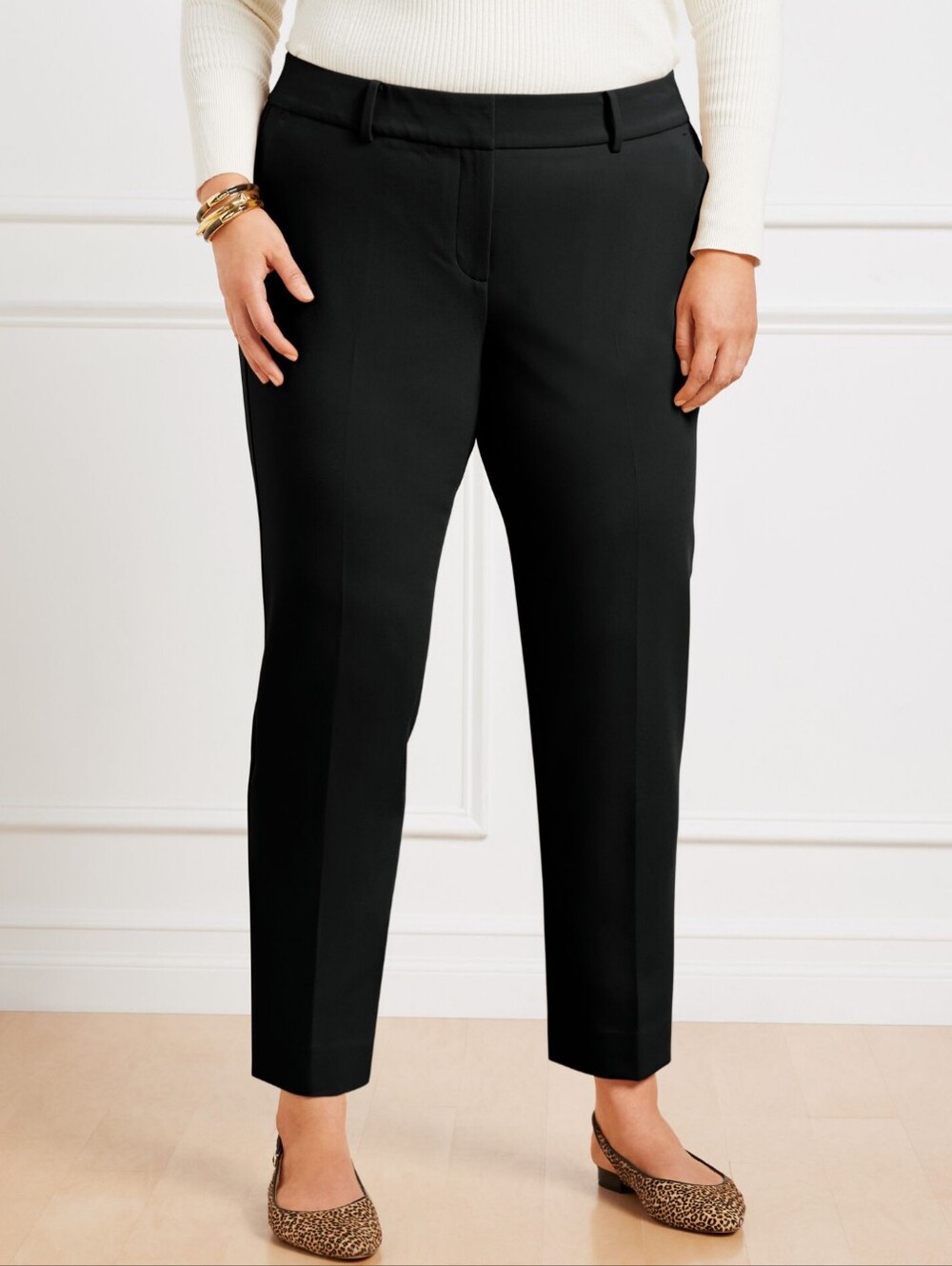 NWT Talbots Petites Black Hampshire Curvy Ankle Pants Size 12p